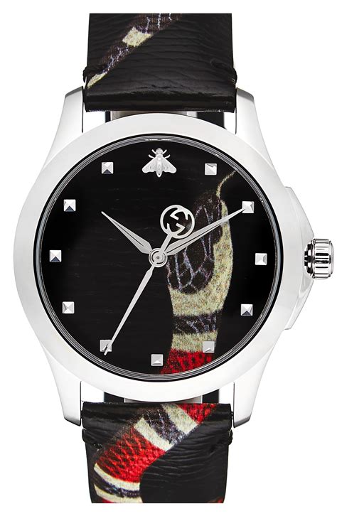 gucci snake.watch|Gucci snake watch leather.